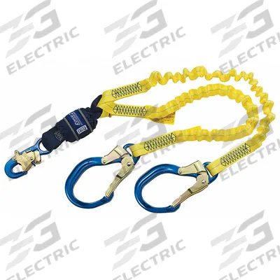 3M DBI-SALA Shock-Absorbing Lanyard: Shock Pack, Aluminum Rebar Hook, Aluminum Snap Hook - General Fall Protection Shock-Absorbing Lanyards
