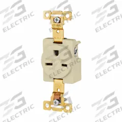 BRYANT Receptacle: Single, 6-15, Ivory, 250V AC, 15 A, 2 Pole / 3 Wire (MPN 5661I)