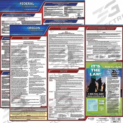 JJ KELLER Labor Law Poster Set: OR, English, Polypropylene, 19 in x 27 in, FMLA - State & Federal Labor Law Poster Sets