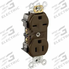 LEVITON Receptacle: Duplex, 5-15/6-15, Brown, 125/250V AC, 15 A, 2 Pole / 3 Wire (MPN 5292)