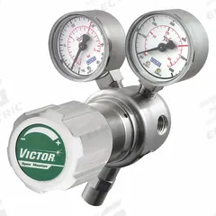VICTOR High Purity Gas Regulator: Single Stage, CGA 330 Inlet, 1/4" NPT F Outlet, 90 psig (MPN 4000-0696). Key specifications — Brand: VICTOR; Manufacturer Part Number: 4000-0696; Diaphragm Material: 316L Stainless Steel; Outlet Connection: 1/4" NPT F; Inlet Connection: CGA 330.