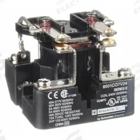 SCHNEIDER Open Power Relay: Surface Mounted, 30 A Current Rating, 240V AC, DPST-NO, 6 Pins/Terminals (MPN 8501CO7V24). Key specifications — Brand: SCHNEIDER; Base Type: Square; Mounting Style: Through Panel; Electrical Connection: Screw Clamp; Manufacturer Part Number: 8501CO7V24; Series: 8501C Series.