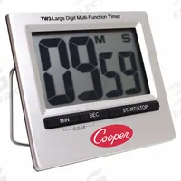 COOPER ATKINS Digital Timer: Decibel Alarm/Hanger and Magnet Mount, 1 in x 3 in x 3 1/4 in, LCD (MPN TW3-0-8). Key specifications — Clock Function Included: No; Count Direction: Count Up; Features: Decibel Alarm; Digital Display Screen Type: LCD; Alarm Type: Audible; Brand: COOPER ATKINS; Maximum Time Setting: 99 minutes, 59 seconds.