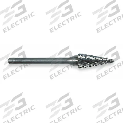 WIDIA METAL REMOVAL Carbide Bur: Pointed-End Cone, SM-42, Double Cut, 1/8" x 7/16" Head - Double-Cut Pointed-End Cone Burs