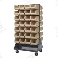 QUANTUM STORAGE SYSTEMS Mobile Louvered Floor Rack: 36 in x 24 in x 72 in, 56 Bins Included, Ivory (MPN QMD-36H-240IV). Key specifications — Bin Width: 8-1/4 in; Color: Gray; Caster Wheel/Configuration: (2) Swivel; Caster Wheel/Tread Material: Hard Rubber; Bin Color: Ivory; Bin Depth: 14-3/4 in; Bin Height: 7 in; Brand: QUANTUM STORAGE SYSTEMS.