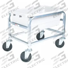 APPROVED VENDOR Tub Cart: 600 lb, 1 Bins/Tubs, 1 Shelves, Silver, 25 in L x 16 in W x 19 in H, White (MPN AL-L-1/KTWH). Key specifications — Color: Silver; Caster/Wheel Configuration: (4) Swivel; Bin Color: White; Brand: APPROVED VENDOR.