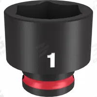 MILWAUKEE Standard Impact Socket: 3/8 in Drive Size, SAE, 1 in Socket Size, 6-Point, Std, Friction (MPN 49-66-6114). Key specifications — attr1215501: MILWAUKEE; attr1215515: Black Phosphate; attr1215518: 1 in.