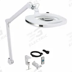 AVEN Manifying Lamp with Camera: LED, 1.75x, 3 Diopter, 1,100 lm Max Brightness, 36 in Arm Reach (MPN 26510-CAM). Key specifications — Brand: AVEN; Magnification: 1.75x; ESD Safe: Yes; Lens Material: Glass; Lighting Technology: LED; Operating Voltage: 100 to 240V AC; Includes Ultraviolet Light: No.