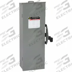 SQUARE D Safety Switch: Non-Fusible, 100 A, Three Phase, 600V AC, Galvanized Steel, Indoor/Outdoor (MPN DTU363RB). Key specifications — attr867131: SQUARE D.