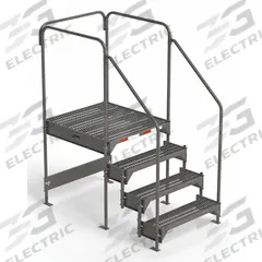 EGA Work Platform: 3 ft Platform Ht - Max, 34.6 in x 38.3 in, Steel, 500 lb Load Capacity (MPN CW5-36-4-3). Key specifications — Folding: Not Foldable; Mobility: Stationary; Use Location: Indoor; Brand: EGA; Color: Gray; Exit Direction: Forward; Height Adjustability: Adjustable Height; Includes Handrails: Handrails Included.