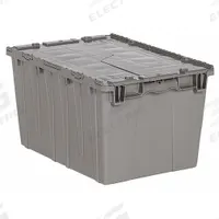 ORBIS Attached Lid Tote: 12.7 gal, 21 3/4 in x 14 7/8 in x 12 1/8 in, Gray Body, Gray Lid, Plastic (MPN FP171 GRAY). Key specifications — attr1188613: Plastic; attr1188631: ORBIS.