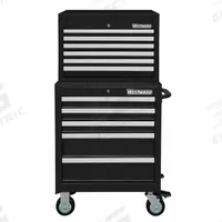 WESTWARD Tool Chest and Cabinet Combination: 11 Drawers, Light Duty, Keyed, Black / Powder Coated (MPN 7CY04). Key specifications — attr1116680: Black; attr1116684: Ball Bearing; attr1116690: WESTWARD; attr1116659: Keyed; attr1116661: Rolling Tool Cabinet 26-3/4 in W x 18 in D x 33-25/64 in H.