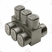 BURNDY Multitap Connector: 3 Port, Double-Sided Entry, 10 AWG – 350 kcmil Wire Size, Black (MPN 1PLD3503). Key specifications — Body Material: Aluminum; Brand: BURNDY.