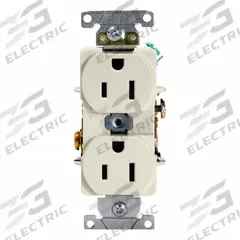 LEVITON Duplex Receptacle/Outlet, 15 Amp: Duplex, 5-15, Light Almond, 125V AC, 15 A, 2 Pole / 3 Wire (MPN 5252-T)