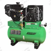 SPEEDAIRE Stationary Air Compressor: 2 Stage, 9 hp Engine, Mi-T-M, 18.3 cfm, 30 gal Air Tank (MPN AM2-SM09-30G). Key specifications — attr50933: Mi-T-M; attr86530: Recoil; attr50934: SPEEDAIRE.