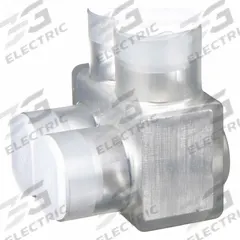 BURNDY Multitap Connector: 2 Port, Single-Sided Entry, 10 AWG – 350 kcmil Wire Size, Clear (MPN BIT350). Key specifications — Body Material: Aluminum; Brand: BURNDY.