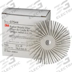 SCOTCH-BRITE Radial Bristle Disc: Type A, 9/16 in Dia x 1/16 in Wd, 1/16 in Arbor, Ceramic, 120 Grit (MPN 7000000764). Key specifications — Connector Size: 1/16 in; Brand: SCOTCH-BRITE; Connection Type: Arbor Hole.