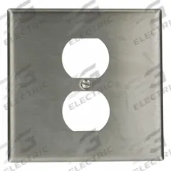 LEVITON Wall Plate: Duplex Outlet, 2 Gang, Silver, Std Size (MPN 84039-40). Key specifications — Brand: LEVITON; Material: Stainless Steel.