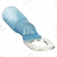 VELVAC Ring Terminal: Blue, Heat Shrink Insulation, #10/#6/#8 Stud Size, 16 AWG to 14 AWG Wire Sizes (MPN 3131M). Key specifications — Brand: VELVAC.