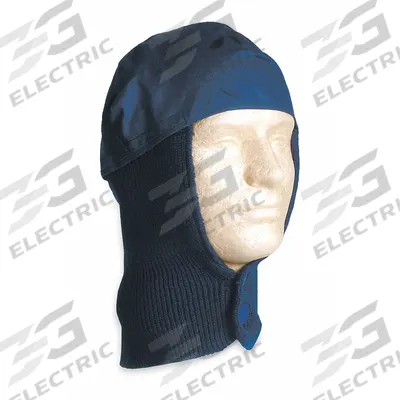 CONDOR Hard Hat Liner: Cotton/Acrylic, Ears/Head/Neck, Button, Blue, Universal - Hard Hat Liners
