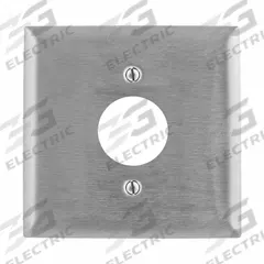 HUBBELL Wall Plate: Single Circular Opening, 2 Gang, Silver, Std Size (MPN SS749). Key specifications — Brand: HUBBELL; Material: Stainless Steel.
