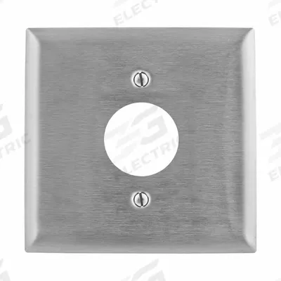HUBBELL Wall Plate: Single Circular Opening, 2 Gang, Silver - General Purpose Wall Plates