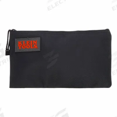 KLEIN TOOLS Tool Bag: 12 1/2 in W x 1/2 in D x 7 in H, Black, Cordura, 1 Inside Pockets - Nylon Flat Zippered Tool Bags
