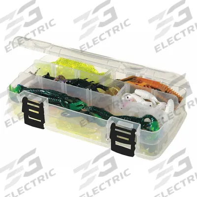 PLANO MOLDING Compartment Box: 9 1/8 in x 5 in x 1 1/4 in, Clear, 23 Compartments - Small Parts Compartmented Boxes with Adjustable Dividers