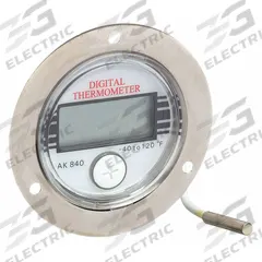 APPROVED VENDOR Digital Panel Mount Thermometer: -40°F to 120°F, +/-2°F from -4° to 77°F/+/-4°F (MPN 1EPF4). Key specifications — Accuracy: +/-4°F; Brand: APPROVED VENDOR.