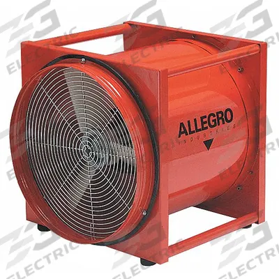 ALLEGRO Confined Space Fan: 115/230 V AC, 20 in Duct Dia, 2 hp Horsepower, Orange - Axial Fans & Blowers