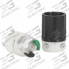 LEVITON Straight Blade Connector: 5-15R, 125V AC, 15 A, 2 Pole, 3 Wire, Black/White (MPN 5269E)