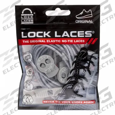 LOCK LACES Safety Shoe Laces: GRY48, Gray, Elastic, 48 in Overall Lg, Round, No-Tie - Boot & Shoe Laces