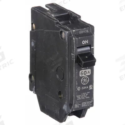 GE Miniature Circuit Breaker: THHQL, 60 A, 120/240V AC, Single Phase, 22kA at 120/240V AC - THQP, THQL & THHQL Series, Plug-In GE Miniature Circuit Breakers