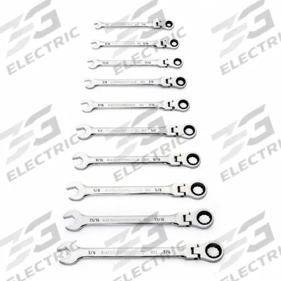 GEARWRENCH Combination Ratcheting Wrench Set: Alloy Steel, Full Polish Chrome, 10 Tools - SAE 12-Point Ratcheting Combination Wrench Sets