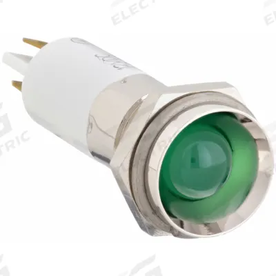 APPROVED VENDOR Protruding Panel Light: 12 mm Panel Mounting Hole Dia, LED, Green - LED Indicator Pilot Lights