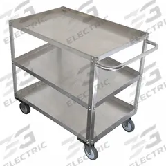 APPROVED VENDOR Utility Cart: 1,200 lb, 24 in L x 18 in W Shelf, 3 Shelves, Silver, Flat (MPN 11A455). Key specifications — Caster/Wheel Configuration: (2) Swivel; Brand: APPROVED VENDOR; Caster Wheel/Tread Material: Polyurethane.