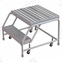 TRI-ARC Step Stool: 1.7 ft Overall Ht, 350 lb Load Cap, 2 Steps, Aluminum, 1.7 ft Standing Ht (MPN WLAR002164-D4). Key specifications — Product Type: Rolling Step Stool; Brand: TRI-ARC; Casters Included: (4) Swivel; Color: Silver; Includes Handrails: Handrails Not Included; Shape: Rectangle.