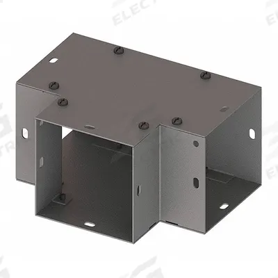 HOFFMAN Wireway Tee: 4 in Wd, 4 in Ht, 16 ga Gauge, 1, Screw-On Cover, Steel - Tees for Indoor Wireways