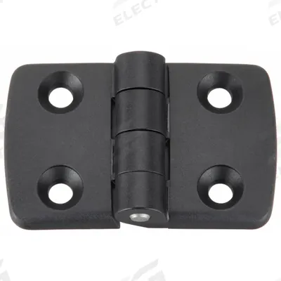 FATH INC. Hinge: 48 mm x 77 mm, 40 Series, For 8 mm Slot Wd, Black, Polyamide, 6.6 mm Mounting Hole - Fixed Hinges