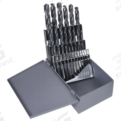 CHICAGO-LATROBE Jobber Length Drill Bit Set: 25 Pc, 1 mm to 13 mm by 0.5 mm - NAS-Spec High-Speed Steel Jobber-Length Drill Bit Sets for Aerospace