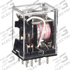 OMRON General Purpose Relay: Socket Mounted, 5 A Current Rating, 240V AC, 3PDT, 11 Pins/Terminals (MPN MY3-AC220/240). Key specifications — Brand: OMRON; Base Type: Square; Mounting Style: Plug-In; Pin Shape: Flat; Electrical Connection: Quick-Connect; Manufacturer Part Number: MY3-AC220/240; Operating Current: 2 A at 220V AC (Inductive Load); Series: MY Series.
