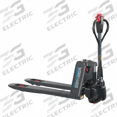 BALLYMORE Battery Powered Pallet Jack: 4,400 lb, 48 in L x 27 in W Fork Dim, 27 in, 6 in, Long Fork (MPN BM-EPJ-44S-27). Key specifications — Brand: BALLYMORE; Width Across Forks: 27 in; Battery Voltage: 48V; Width Between Forks: 6 in.