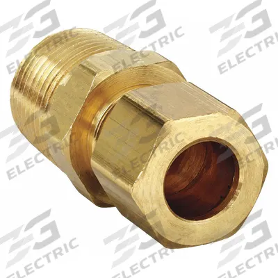 PARKER Compression Fitting Adapter: 1/2 in OD x 1/2 in Pipe Fitting Size, Compression x MNPT - Standard Sleeve Brass Compression Fittings