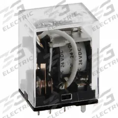 OMRON General Purpose Relays: Socket Mounted, 24V DC, DPDT, 8 Pins/Terminals, D Socket (MPN LY2-D-DC24). Key specifications — Brand: OMRON; Base Type: Square; Mounting Style: Plug-In; Electrical Connection: Plug-In; Manufacturer Part Number: LY2-D-DC24; Series: LY.