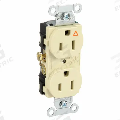 HUBBELL Receptacle: Duplex, 5-15, Ivory, 125V AC, 15 A, 2 Pole / 3 Wire (MPN IG15CRI) - General Purpose Receptacles