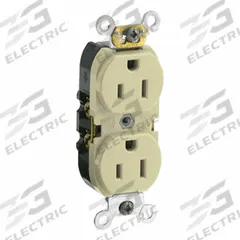 LEVITON Duplex Receptacle Outlet: Duplex, 5-15, Ivory, 125V AC, 15 A, 2 Pole / 3 Wire (MPN CR015-I)