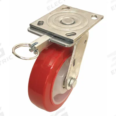 APPROVED VENDOR Plate Caster: Swivel, Directional Lock, Iron, 5 in Wheel Dia., 2 in Wheel Wd - General-Purpose NSF-Listed Sanitary Plate Casters