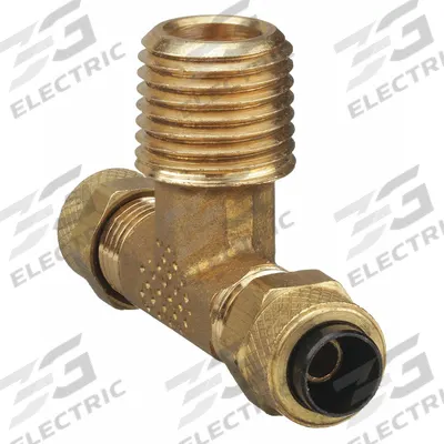 PARKER Compression Tee Fitting: 1/4 in OD x 1/4 in OD x 1/4 in Pipe Fitting Size, Brass - Creep-Resistant Self-Aligning Brass Compression Fittings