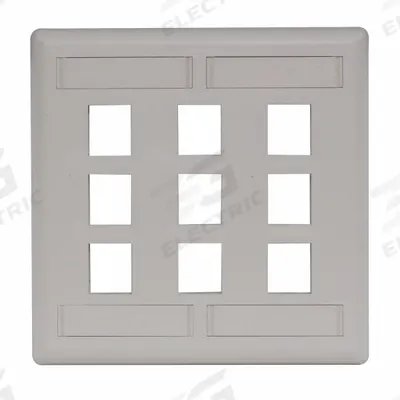 HUBBELL PREMISE WIRING Wall Plate: Office White, 2 Gang, 9 Port, Flat Module, Plastic - Keystone Wall Plates