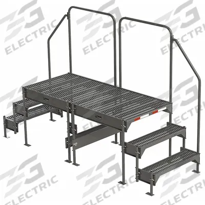EGA Work Platform: 2.3 ft Platform Ht - Max, 34.6 in x 76.8 in, Steel - Configurable Dual-Access Platforms